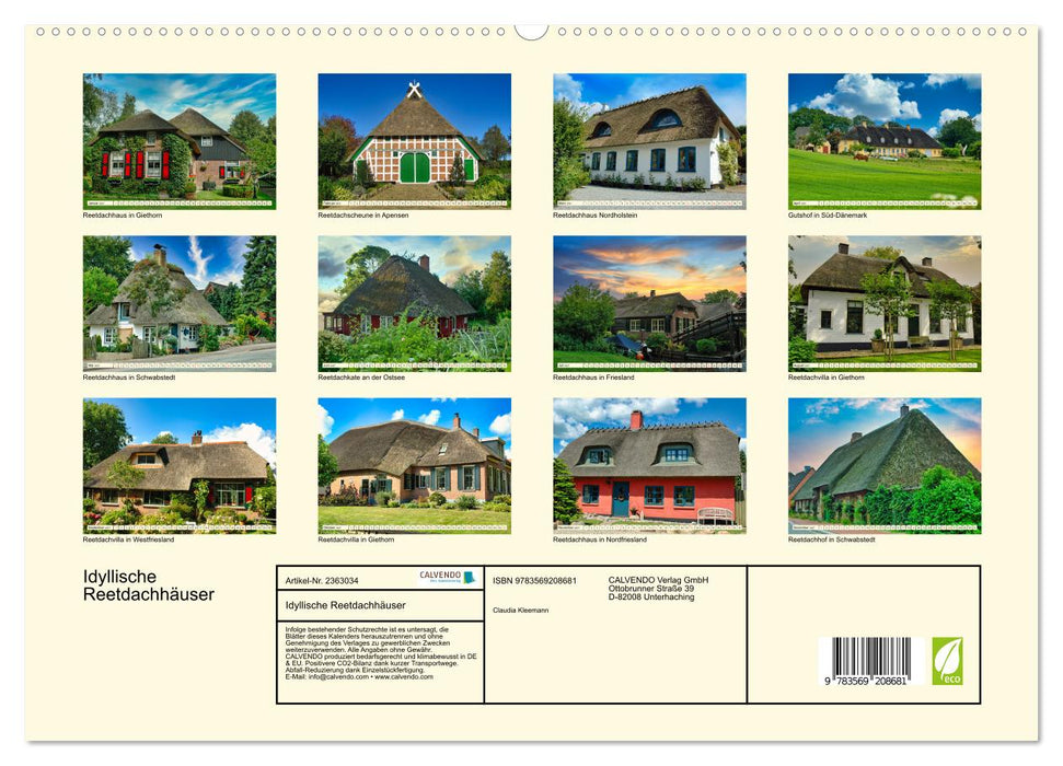 Idyllische Reetdachhäuser (CALVENDO Premium Wandkalender 2027)