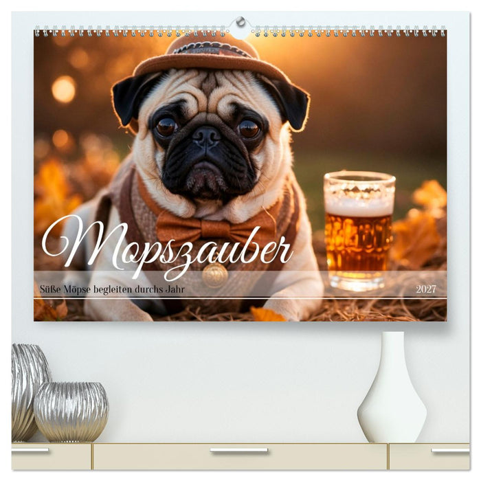 Mopszauber - Süße Möpse begleiten durchs Jahr (CALVENDO Premium Wandkalender 2027)