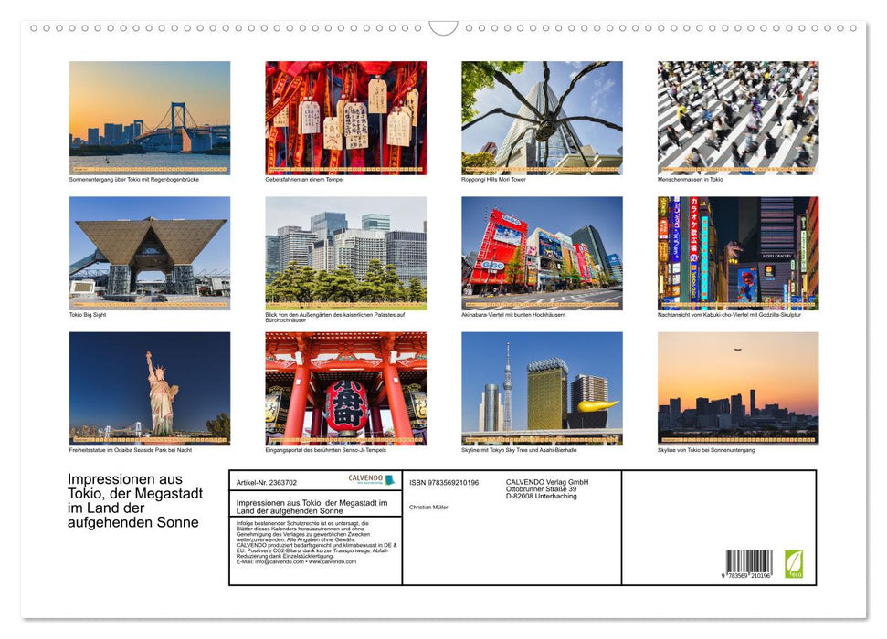 Impressionen aus Tokio, der Megastadt im Land der aufgehenden Sonne (CALVENDO Wandkalender 2027)