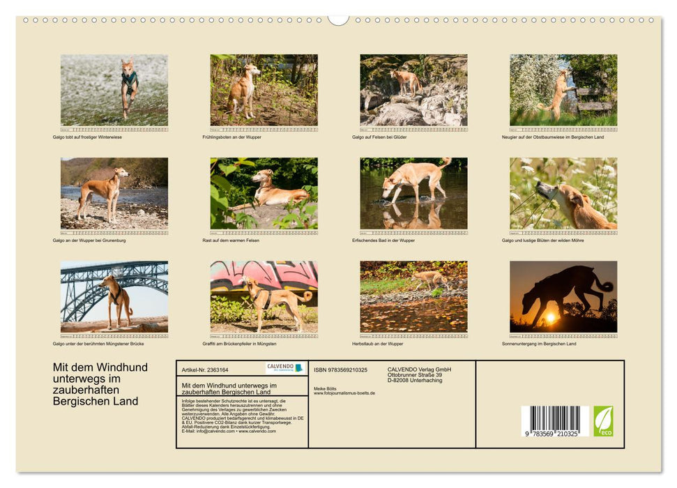Mit dem Windhund unterwegs im zauberhaften Bergischen Land (CALVENDO Premium Wandkalender 2027)