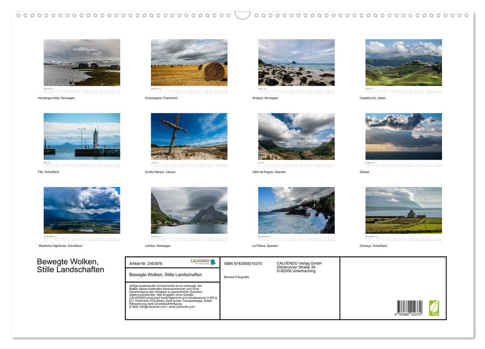Bewegte Wolken, Stille Landschaften (CALVENDO Wandkalender 2027)