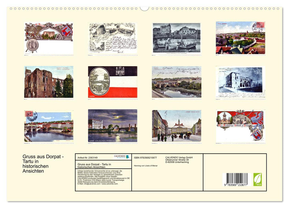 Gruss aus Dorpat - Tartu in historischen Ansichten (CALVENDO Premium Wandkalender 2027)