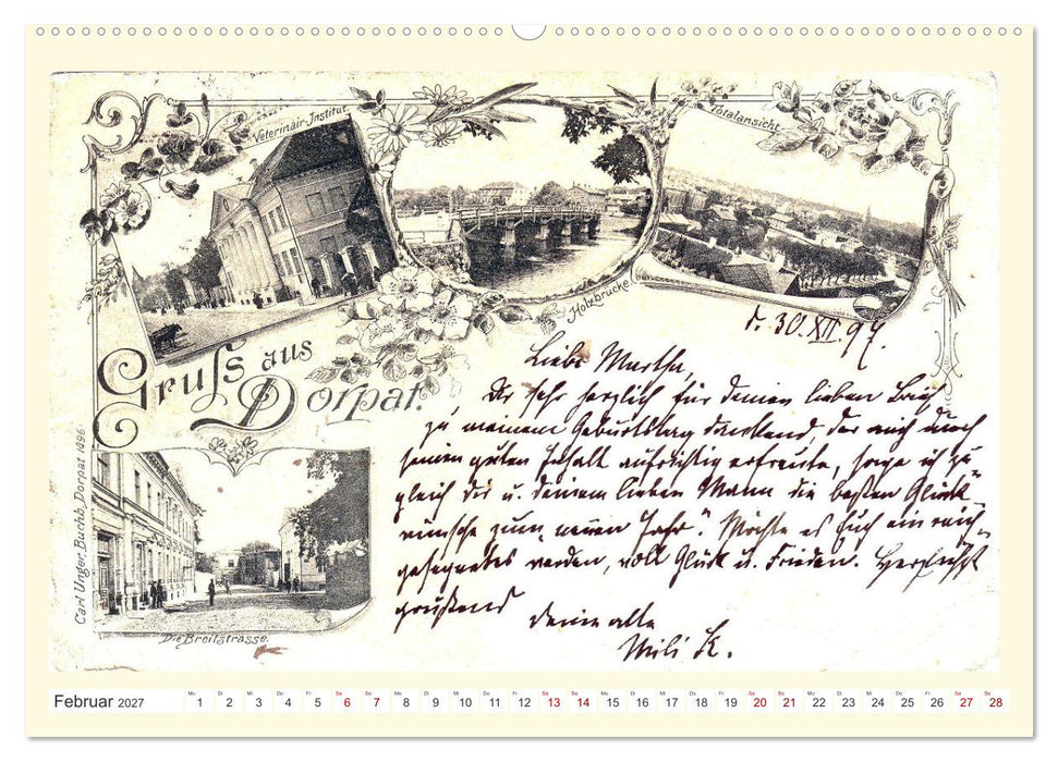 Gruss aus Dorpat - Tartu in historischen Ansichten (CALVENDO Premium Wandkalender 2027)