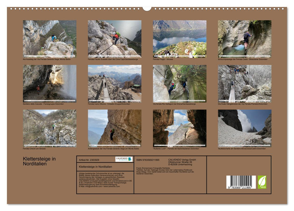 Klettersteige in Norditalien (CALVENDO Premium Wandkalender 2027)