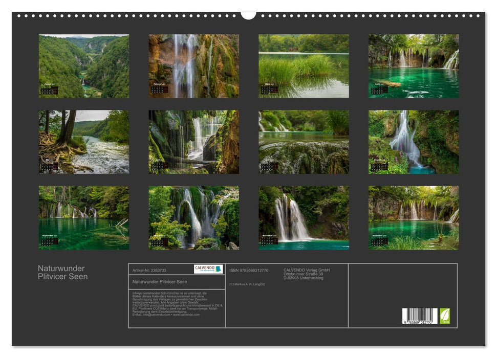 Naturwunder Plitvicer Seen (CALVENDO Wandkalender 2027)