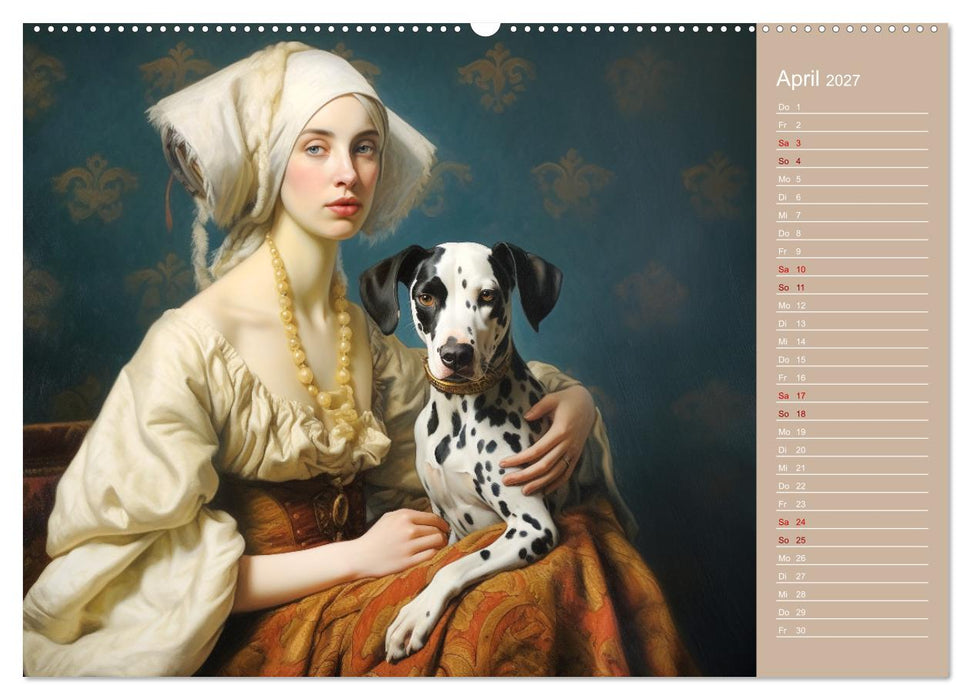 Dame mit Hund (CALVENDO Premium Wandkalender 2027)