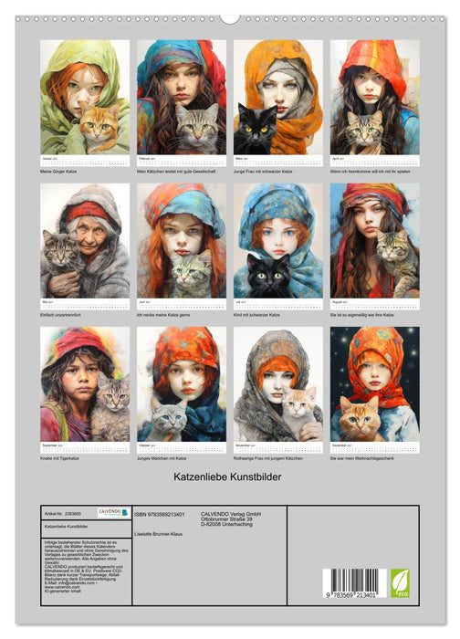 Katzenliebe Kunstbilder (CALVENDO Premium Wandkalender 2027)
