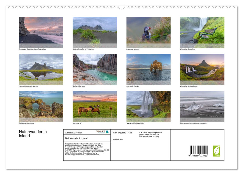 Naturwunder in Island (CALVENDO Premium Wandkalender 2027)