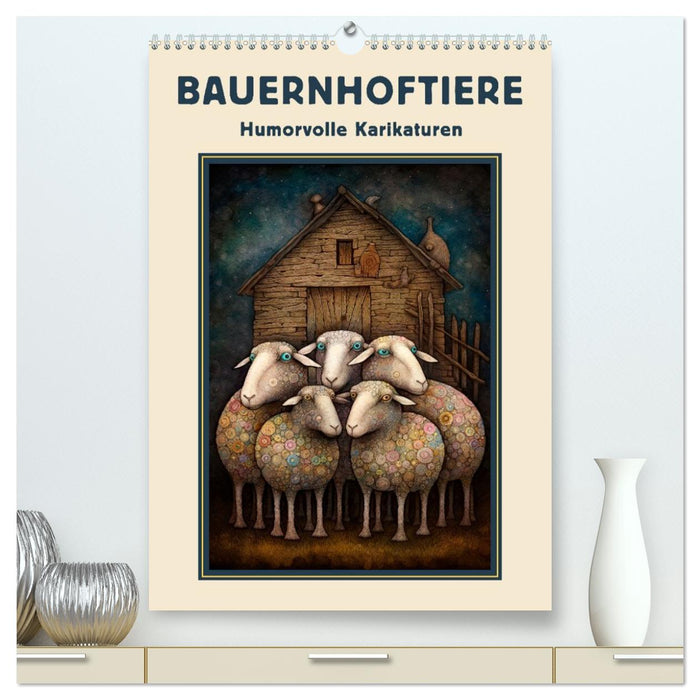 Bauernhoftiere - Humorvolle Karikaturen (CALVENDO Premium Wandkalender 2027)