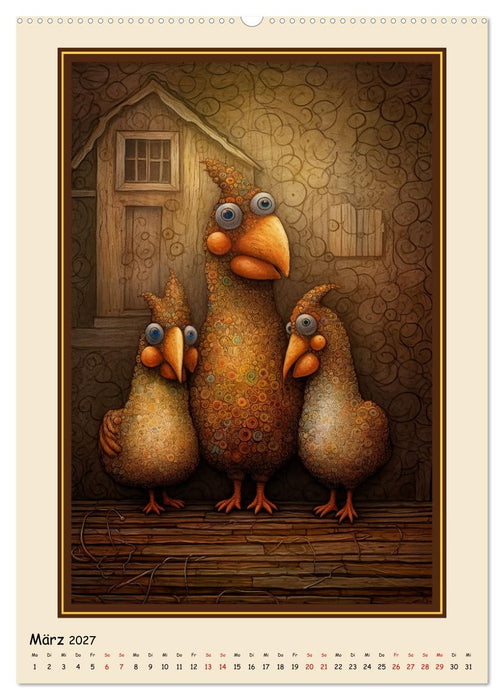 Bauernhoftiere - Humorvolle Karikaturen (CALVENDO Premium Wandkalender 2027)