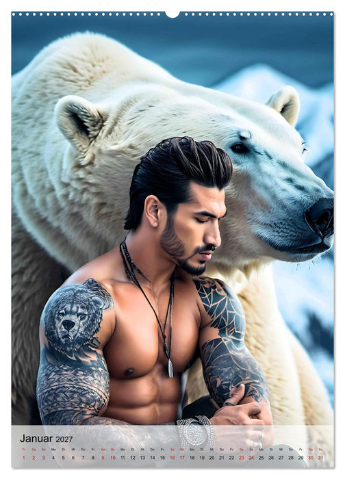 Verwegene Kerle - Muskeln, Tattoos und wilde Tiere (CALVENDO Wandkalender 2027)