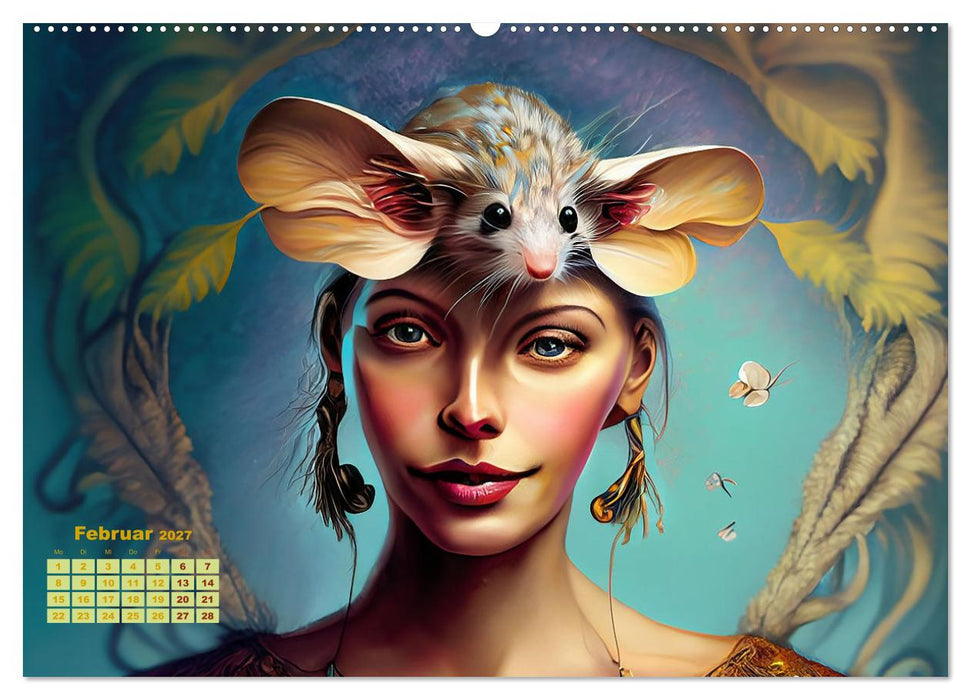 Fantasy Tier Frauen Portraits (CALVENDO Premium Wandkalender 2027)