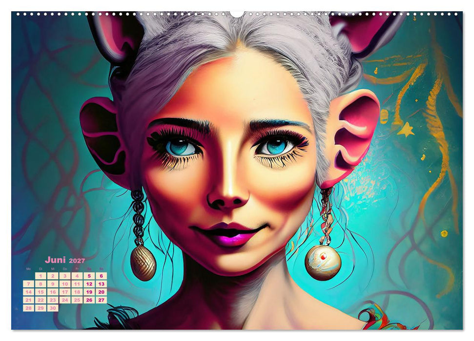Fantasy Tier Frauen Portraits (CALVENDO Wandkalender 2027)