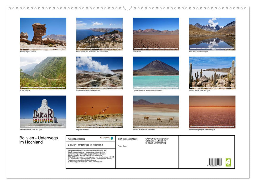Bolivien - Unterwegs im Hochland (CALVENDO Wandkalender 2027)