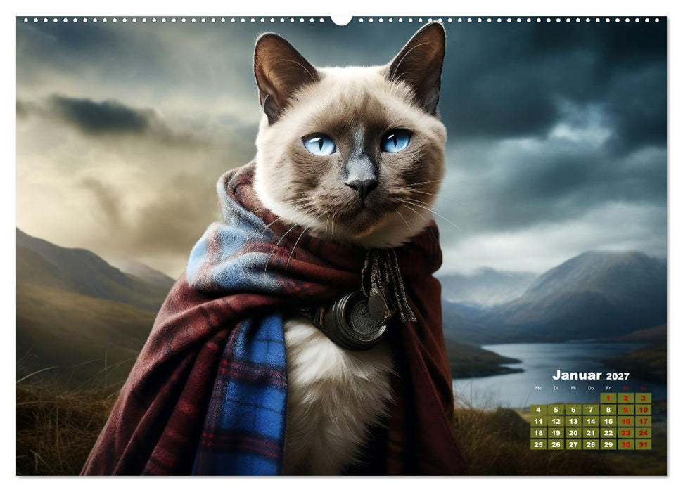 Schottische Katzenhelden (CALVENDO Premium Wandkalender 2027)