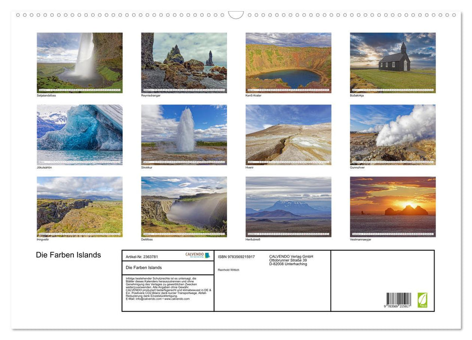 Die Farben Islands (CALVENDO Wandkalender 2027)