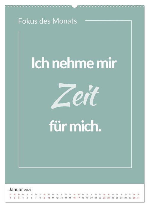 Achtsamkeitskalender: Mehr Achtsamkeit im Alltag mit dem Fokus des Monats (CALVENDO Wandkalender 2027)