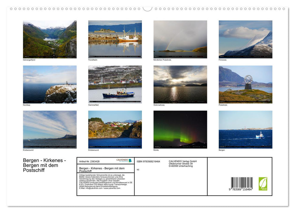 Bergen - Kirkenes - Bergen mit dem Postschiff (CALVENDO Premium Wandkalender 2027)