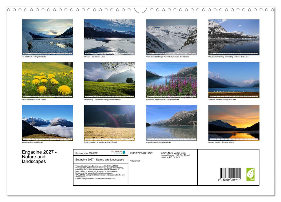 Engadine 2027 - Nature and landscapes (CALVENDO Monthly Calendar 2027)