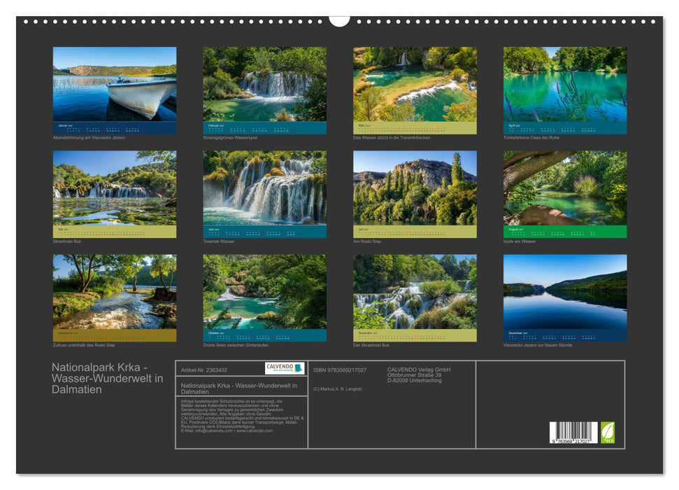 Nationalpark Krka - Wasser-Wunderwelt in Dalmatien (CALVENDO Wandkalender 2027)