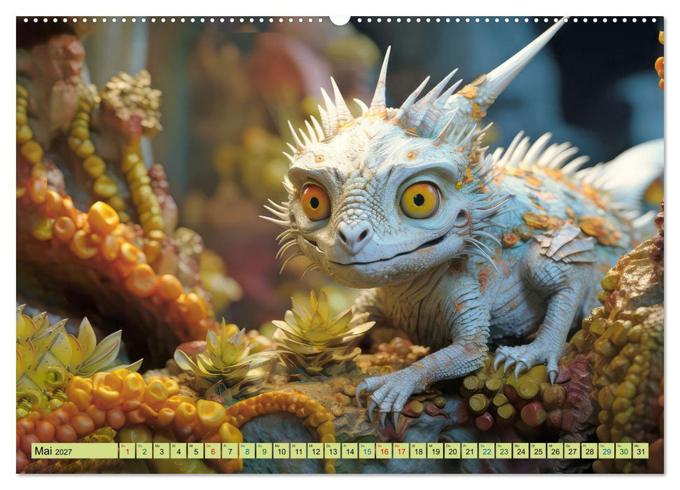 Farbenfrohe Fantasiedrachen (CALVENDO Wandkalender 2027)