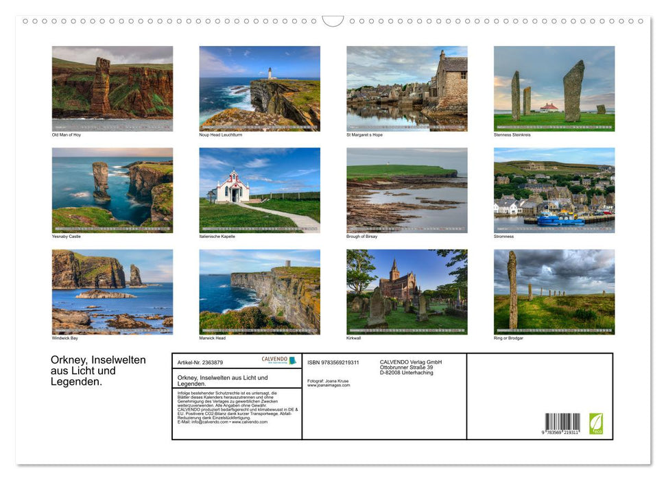Orkney, Inselwelten aus Licht und Legenden. (CALVENDO Wandkalender 2027)