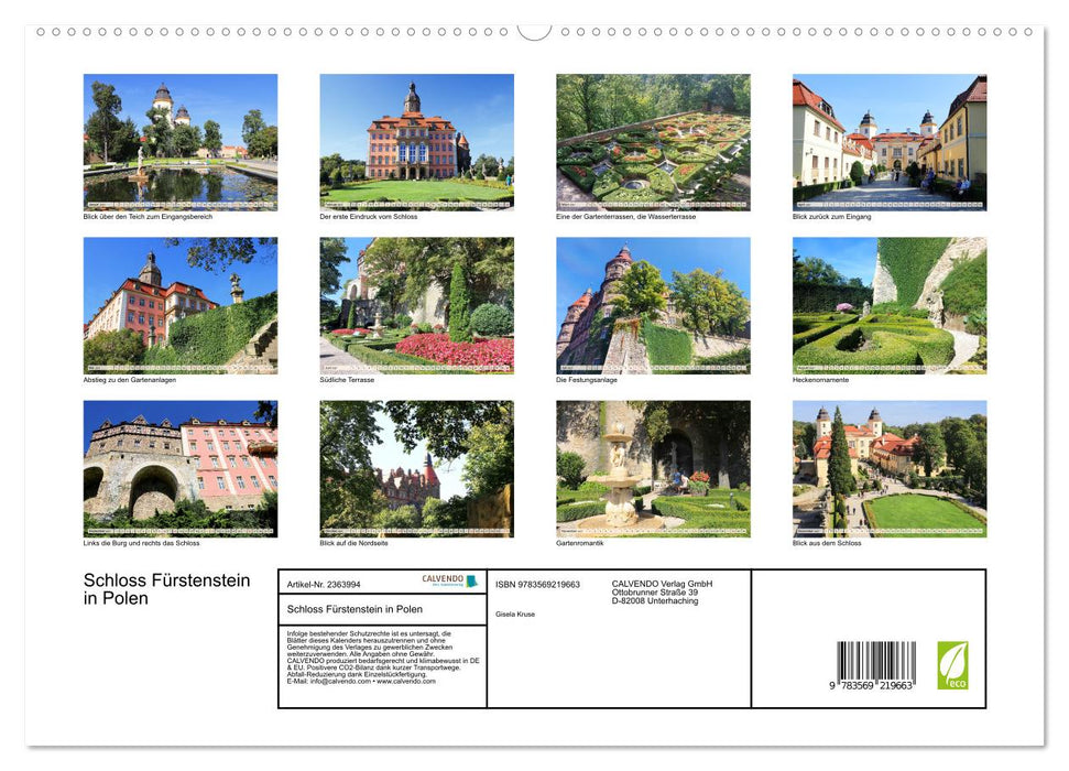 Schloss Fürstenstein in Polen (CALVENDO Premium Wandkalender 2027)