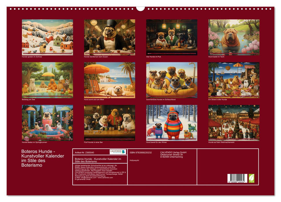 Boteros Hunde - Kunstvoller Kalender im Stile des Boterismo (CALVENDO Wandkalender 2027)