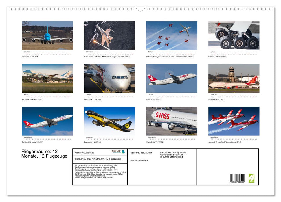 Fliegerträume: 12 Monate, 12 Flugzeuge (CALVENDO Wandkalender 2027)
