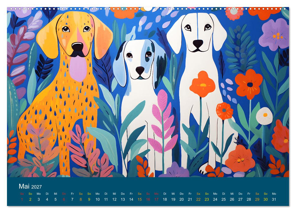 Hunde Kunstwerke - Hunde im Stil des Fauvismus künstlerisch gestaltet (CALVENDO Wandkalender 2027)