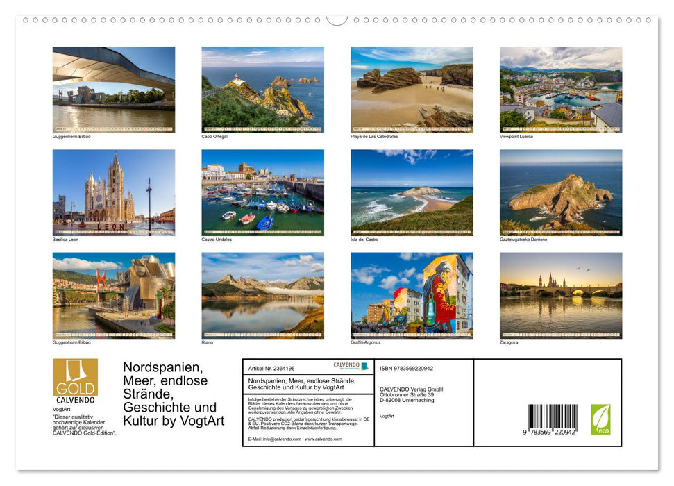 Nordspanien, Meer, endlose Strände, Geschichte und Kultur by VogtArt (CALVENDO Premium Wandkalender 2027)