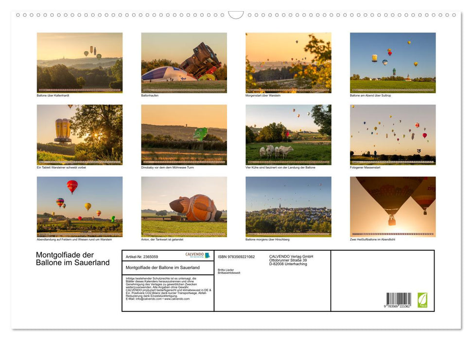 Montgolfiade der Ballone im Sauerland (CALVENDO Wandkalender 2027)
