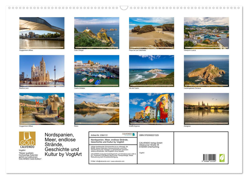 Nordspanien, Meer, endlose Strände, Geschichte und Kultur by VogtArt (CALVENDO Wandkalender 2027)