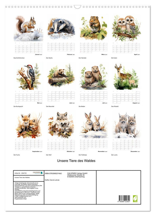 Unsere Tiere des Waldes (CALVENDO Wandkalender 2027)