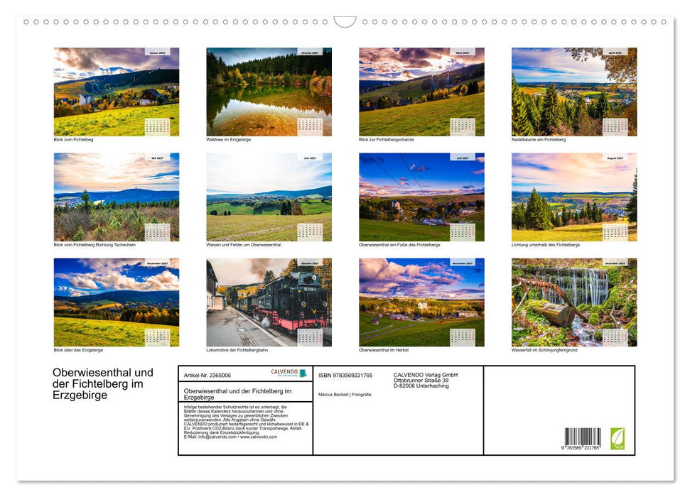 Oberwiesenthal und der Fichtelberg im Erzgebirge (CALVENDO Wandkalender 2027)
