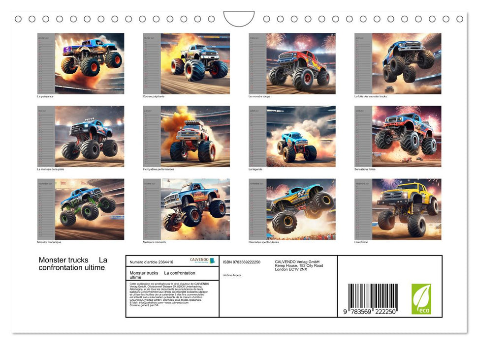 Monster trucks La confrontation ultime (CALVENDO Calendrier mensuel 2027)