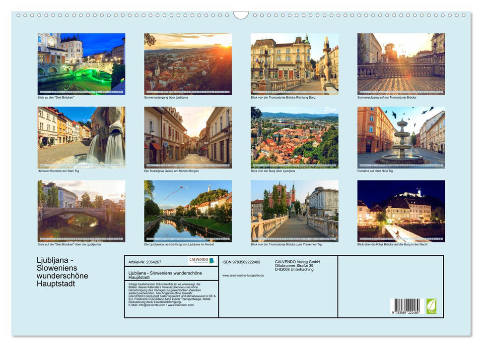 Ljubljana - Sloweniens wunderschöne Hauptstadt (CALVENDO Wandkalender 2027)