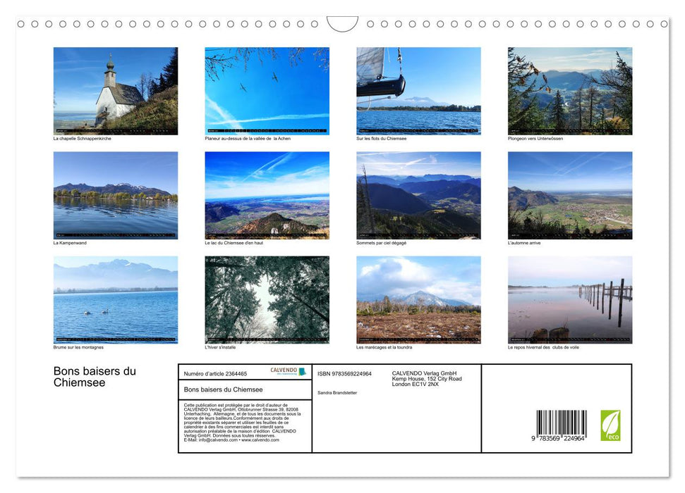 Bons baisers du Chiemsee (CALVENDO Calendrier mensuel 2027)