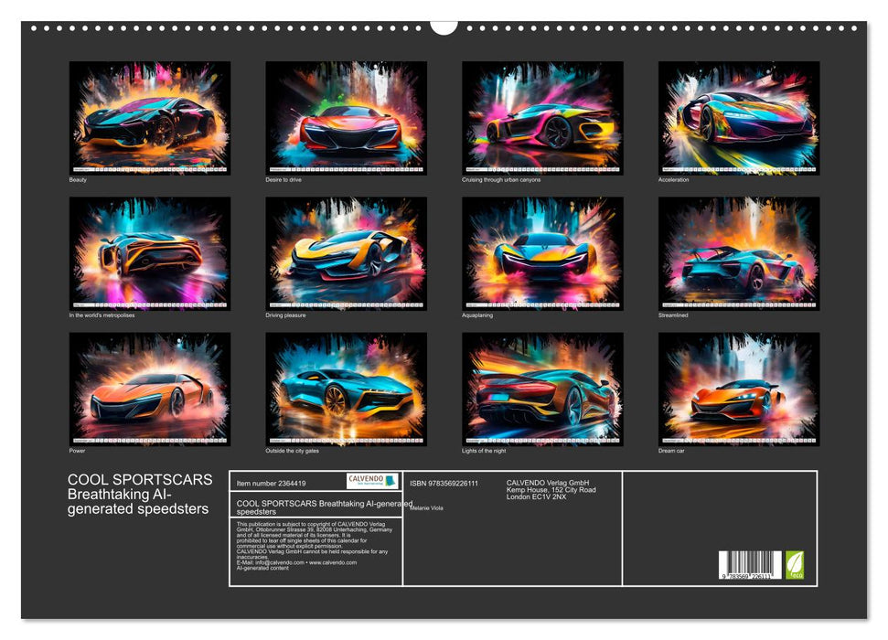COOL SPORTSCARS Breathtaking AI-generated speedsters (CALVENDO Monthly Calendar 2027)