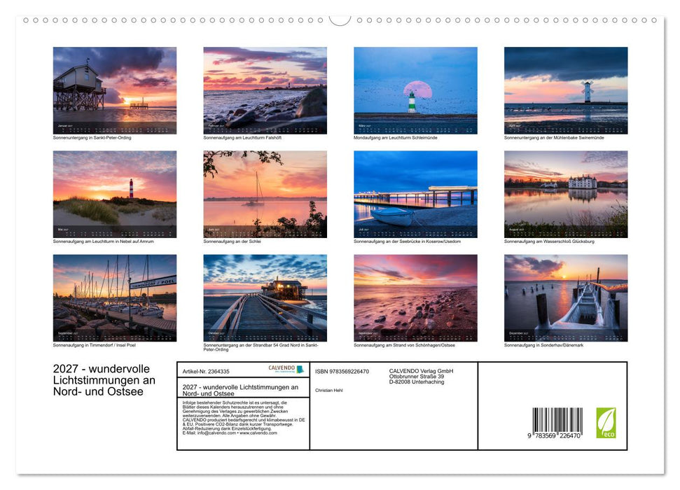 2027 - wundervolle Lichtstimmungen an Nord- und Ostsee (CALVENDO Premium Wandkalender 2027)