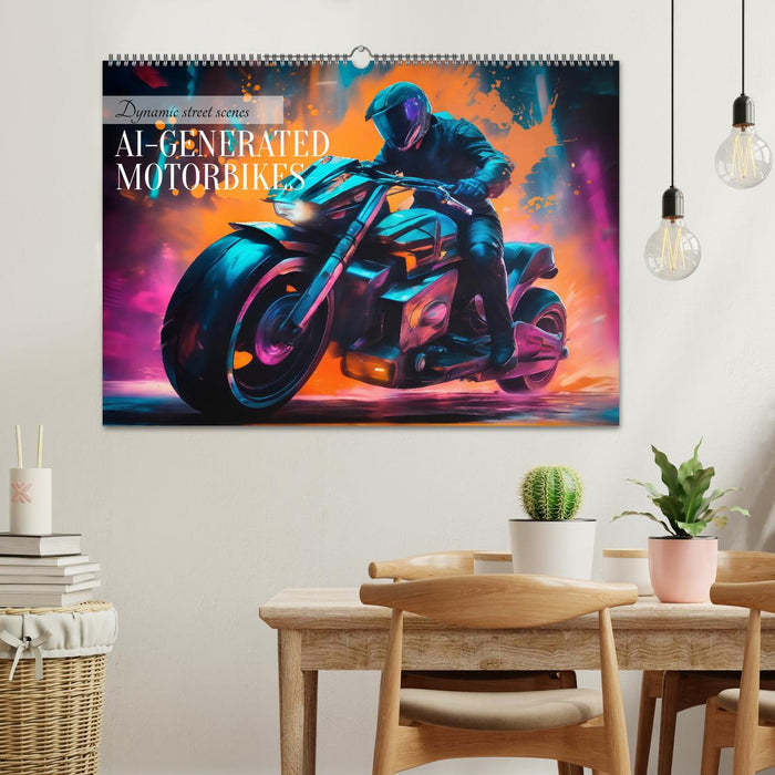 DYNAMIC STREET SCENES AI-generated motorbikes (CALVENDO Monthly Calendar 2027)