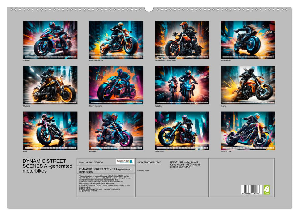 DYNAMIC STREET SCENES AI-generated motorbikes (CALVENDO Monthly Calendar 2027)