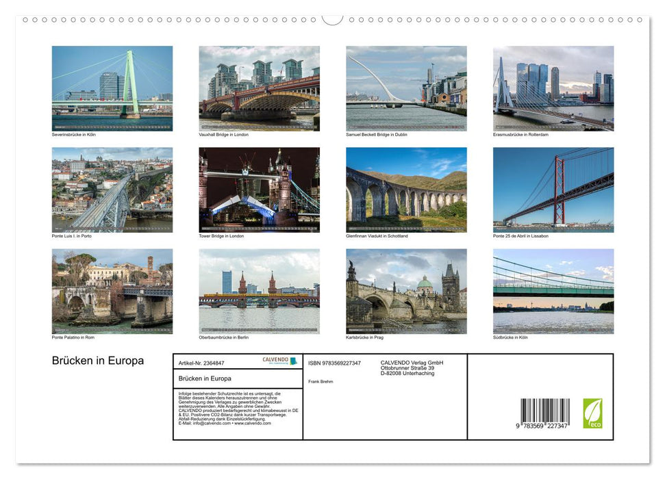 Brücken in Europa (CALVENDO Premium Wandkalender 2027)