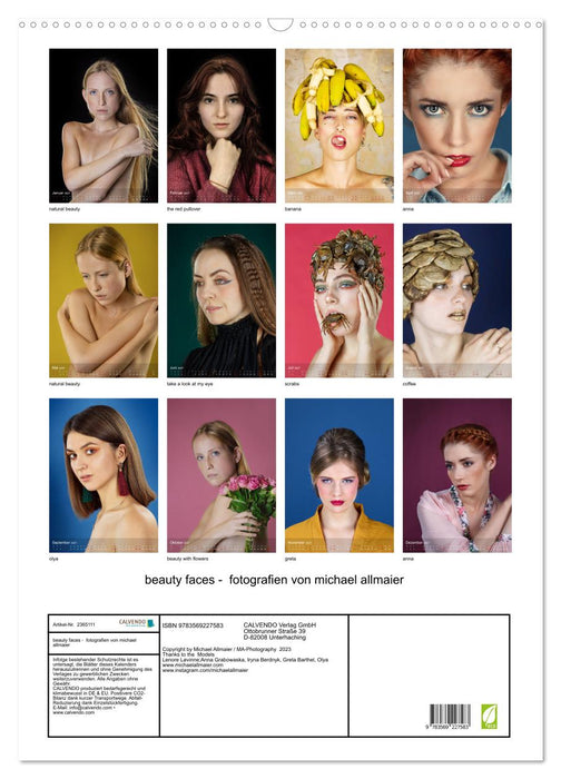 beauty faces - fotografien von michael allmaier (CALVENDO Wandkalender 2027)