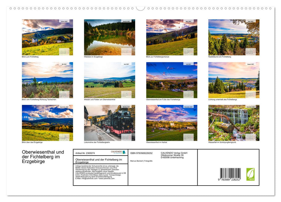 Oberwiesenthal und der Fichtelberg im Erzgebirge (CALVENDO Premium Wandkalender 2027)