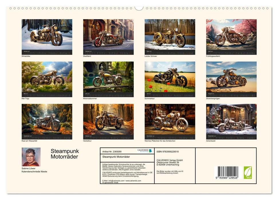 Steampunk Motorräder (CALVENDO Premium Wandkalender 2027)