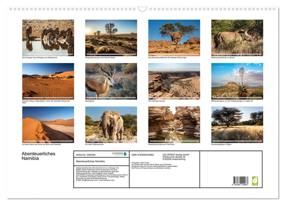 Abenteuerliches Namibia (CALVENDO Wandkalender 2027)