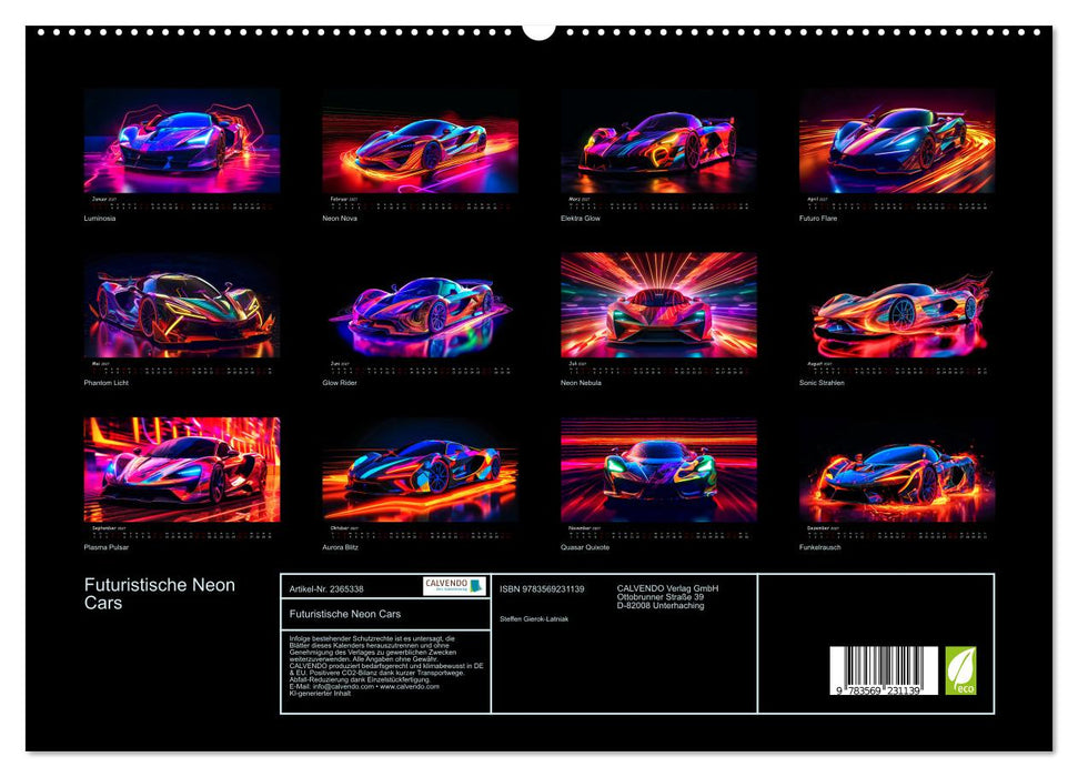 Futuristische Neon Cars (CALVENDO Premium Wandkalender 2027)