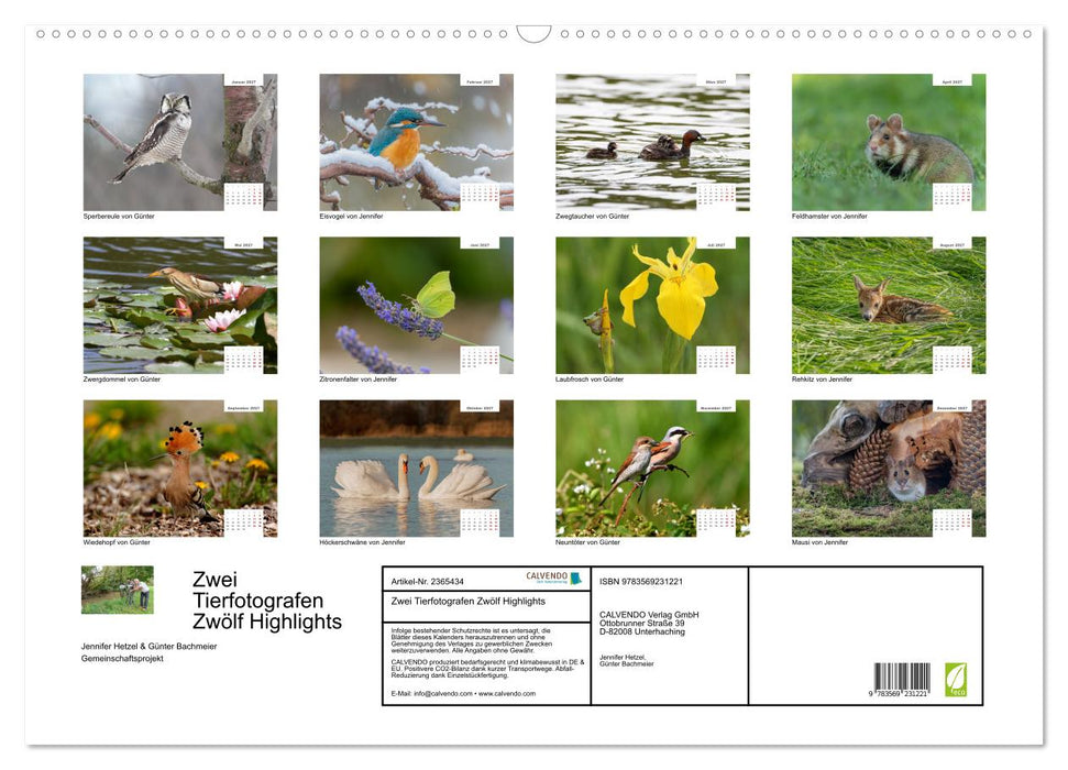 Zwei Tierfotografen Zwölf Highlights (CALVENDO Wandkalender 2027)