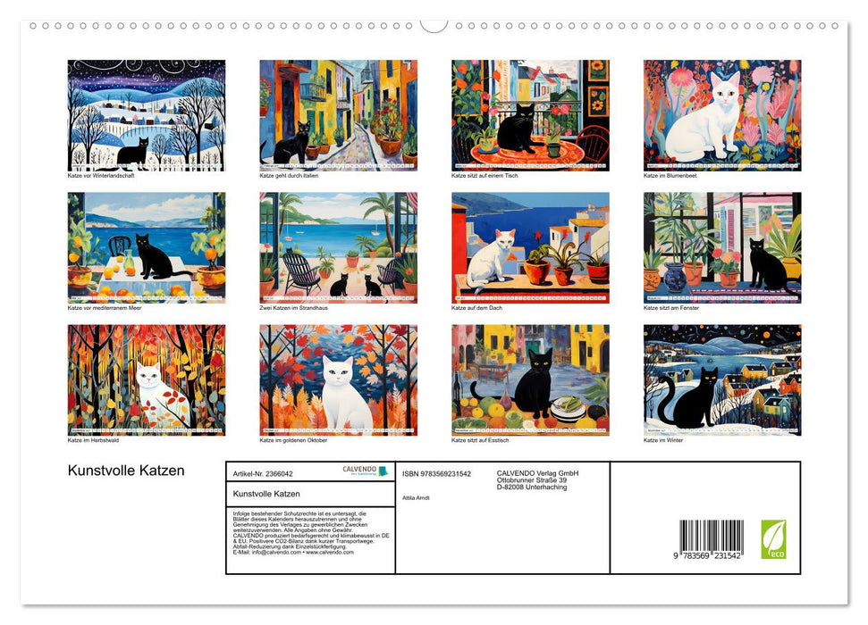 Kunstvolle Katzen (CALVENDO Premium Wandkalender 2027)